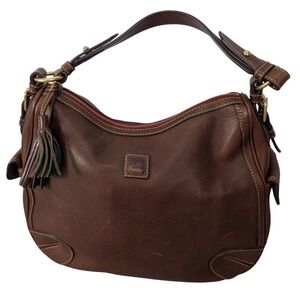 Dooney & Bourke Florentine Leather Side Pocket Hobo Shoulder Bag Purse Brown‎